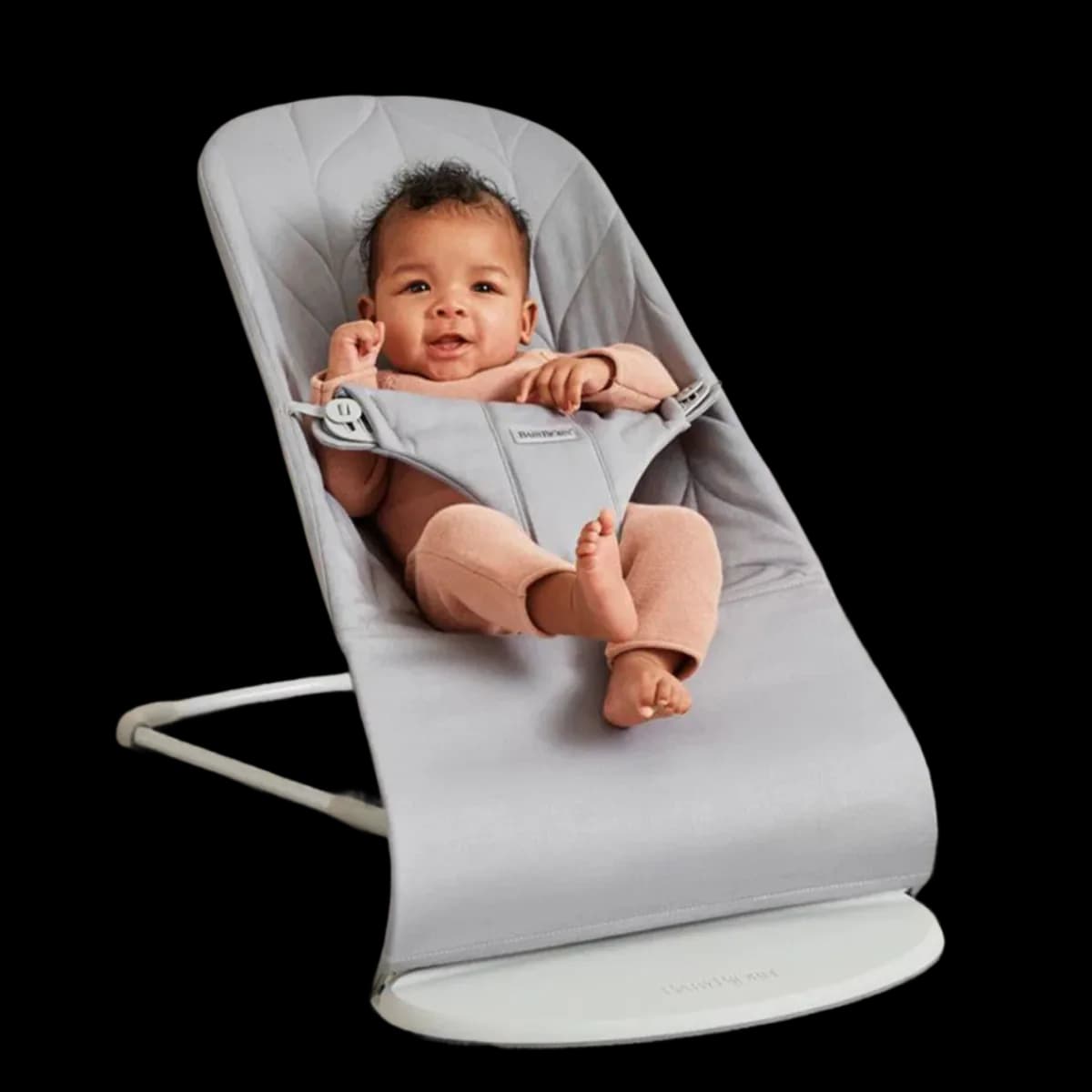 Baby sitting in the BabyBjörn Balance Bliss bouncer