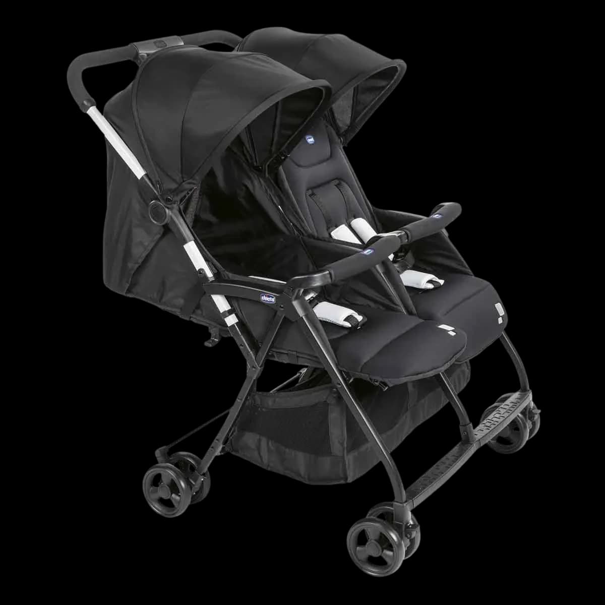 Chicco Ohlalà 2 Twin stroller from the side with both canopies up