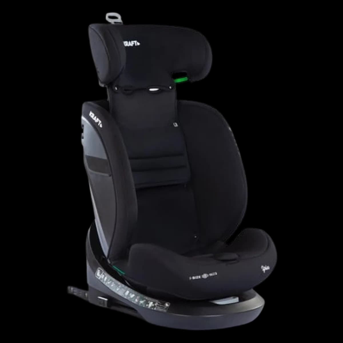 Kraft Safe Spin car seat with the headrest fully raised