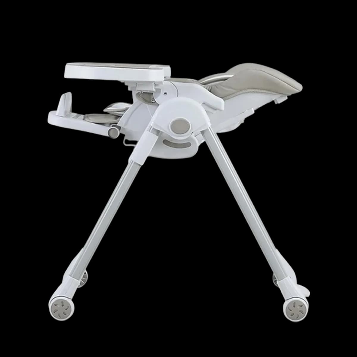 Prego Lucca high chair from the side with the backrest reclined